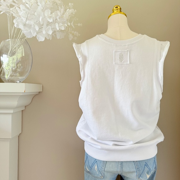 Free People Flutter Sleeve Fleece Tank in White, Sz M - Picture 5 of 8